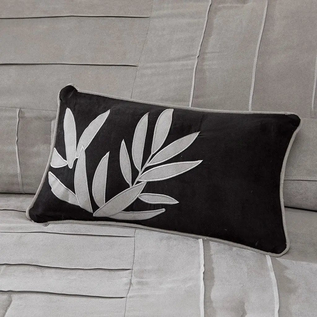 7 Piece Faux Suede Comforter Set Grey Full by HouseOfZazla