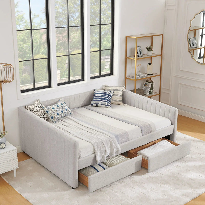 Upholstered Queen Daybed With 2 Drawers by Unique Piece Furniture