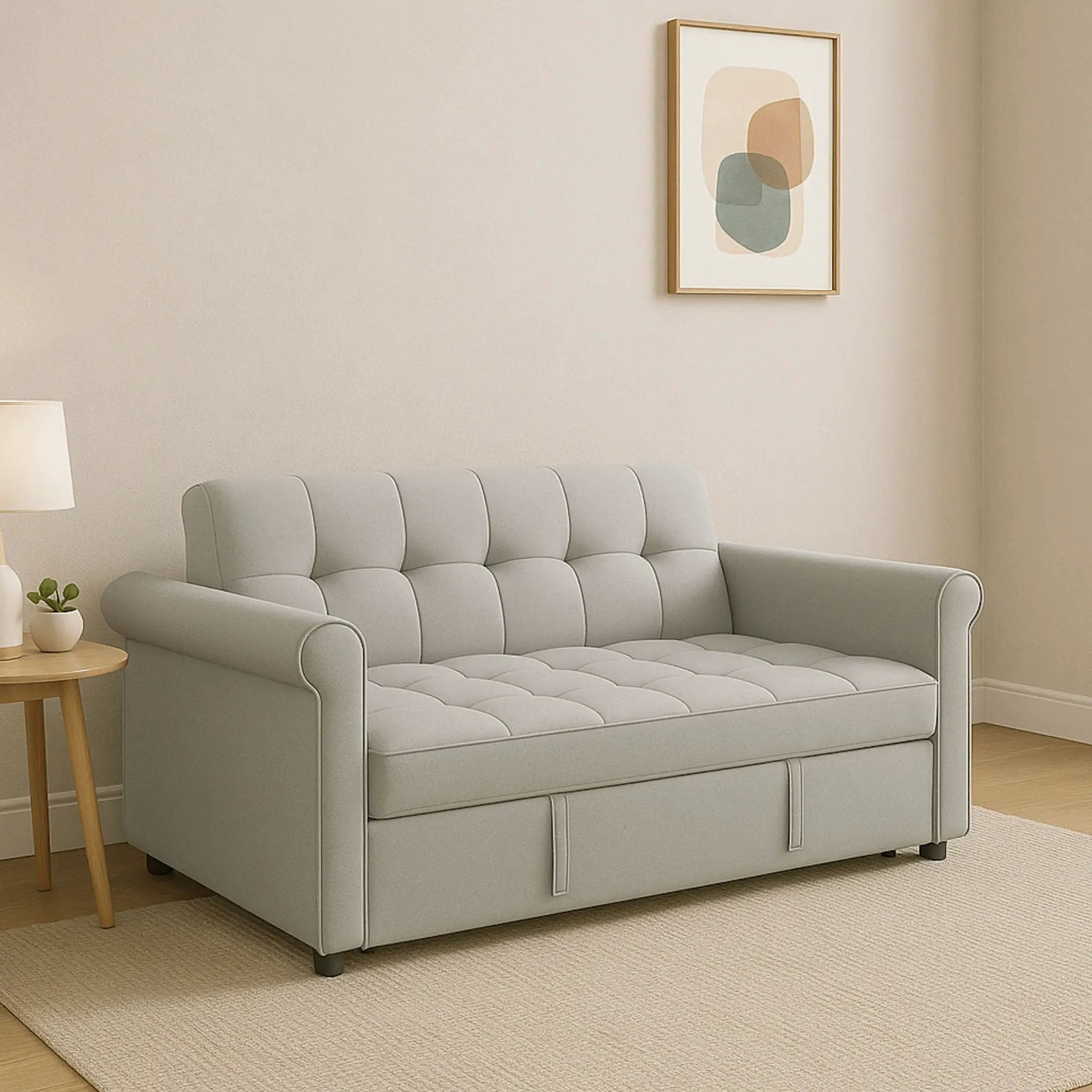 Compact Loveseat With Trundle Sleeper And Storage Pocket - Gray by Unique Piece Furniture