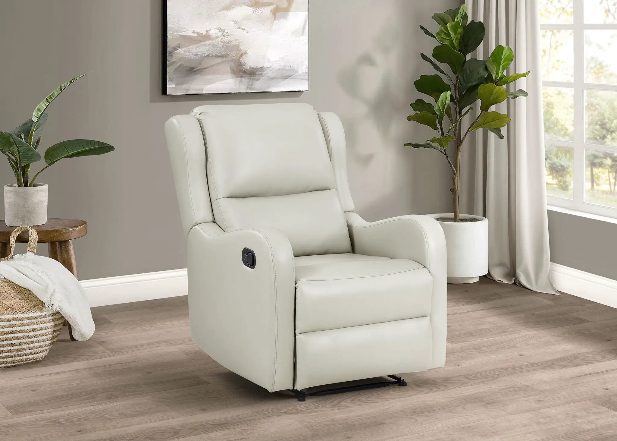 Kelsey Upholstered English Arm Recliner Chair Ivory by Unique Piece Furniture