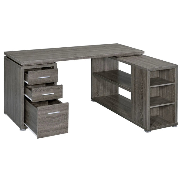 Yvette 60-inch 3-drawer L-Shape Computer Desk Weathered Grey, photo 2 of 7