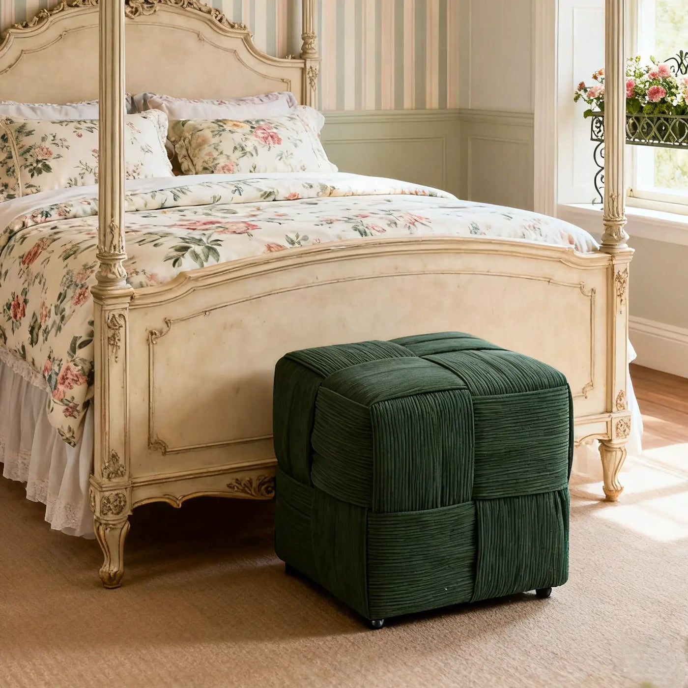 Modern Ottoman Foot Rest With Woven Design by Unique Piece Furniture