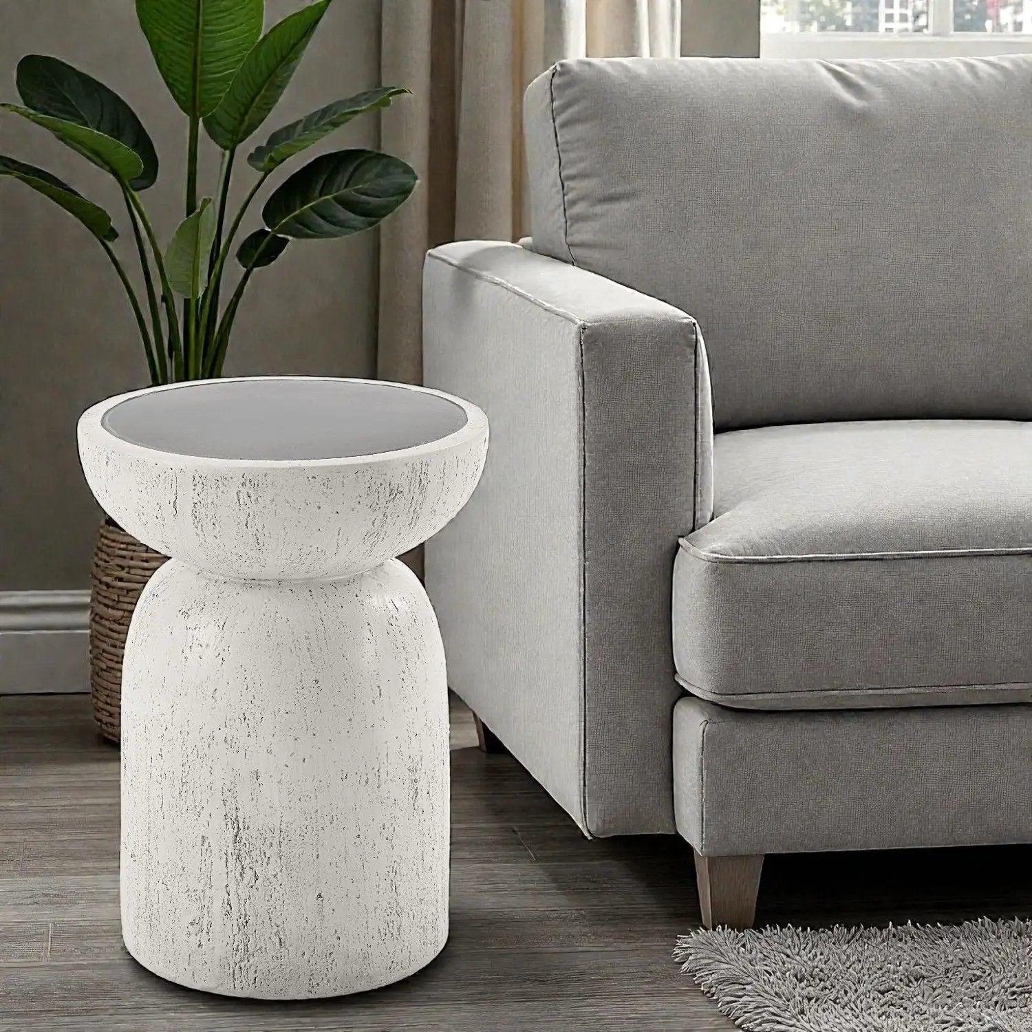 Dylana - Natural Fiber Concrete Accent Table - Gray by Unique Piece Furniture