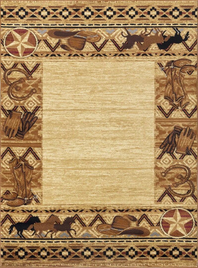 Tribes - 5'3" X 7'3" Southwest Area Rug Polypropylene - Beige by Unique Piece Furniture