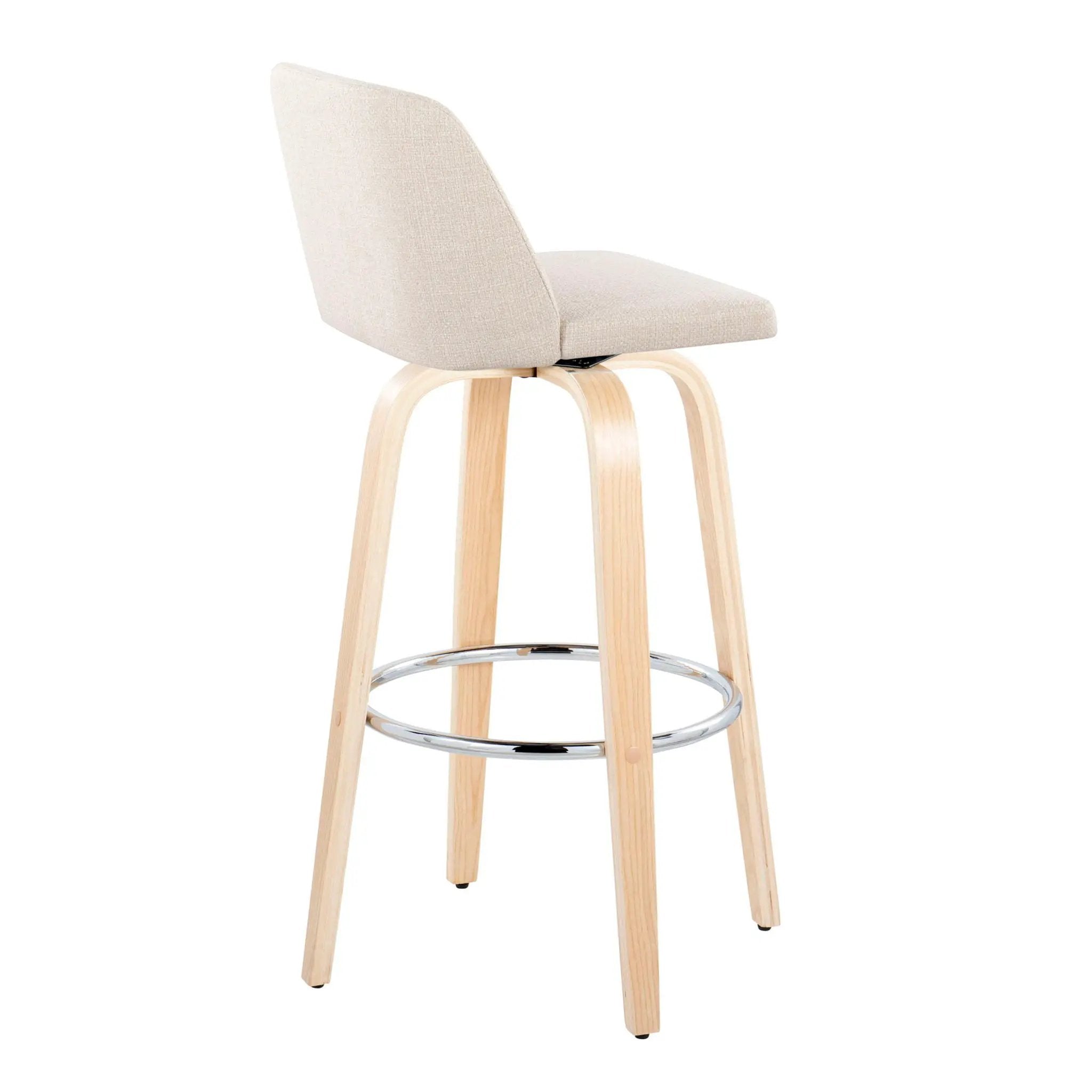 Toriano - Contemporary Fixed Height Barstool & Swivel With Round Footrest (Set of 2) by HouseOfZazla