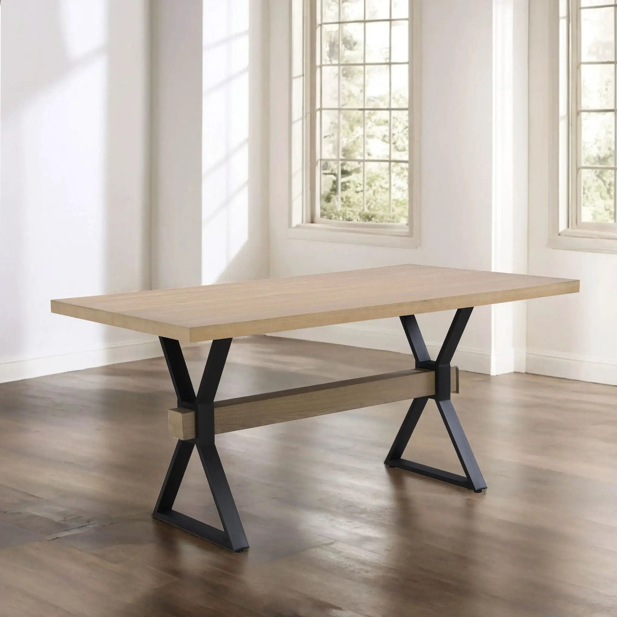Elevated Farmhouse Dining Table With X-Shaped Legs - Light Ash by HouseOfZazla