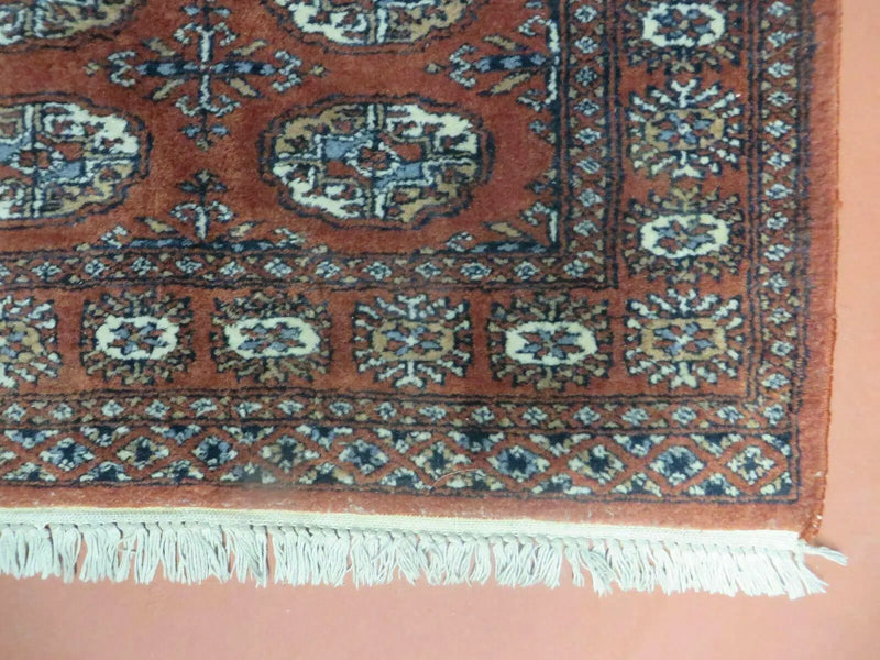 3' X 4' Vintage Handmade Pakistan Turkoman Bokhara Fine Woven Wool Rug by Jewel Rugs