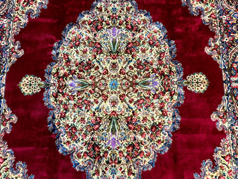 Karastan Rug 8.8 x 12 - Red Floral Kirman - Wool Pile Carpet by Jewel Rugs