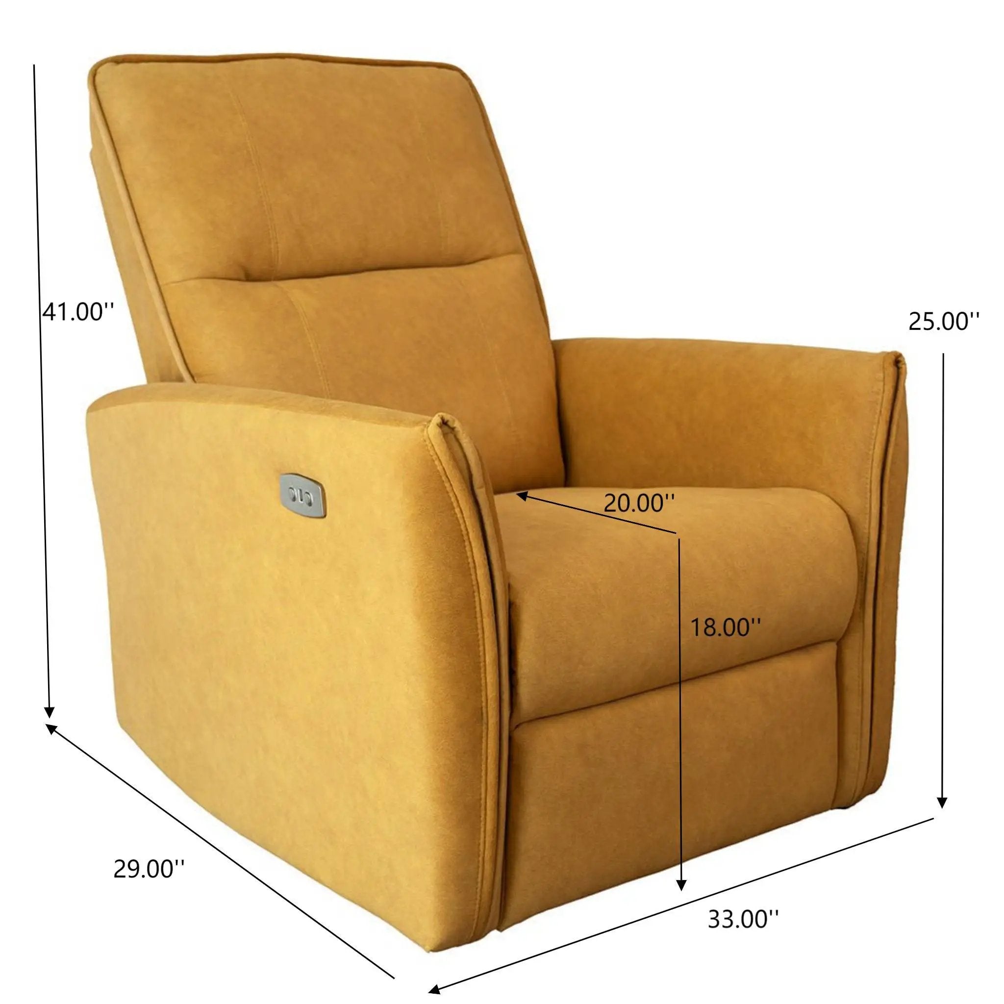 Suede Recliner Chair - Dark Yellow by HouseOfZazla