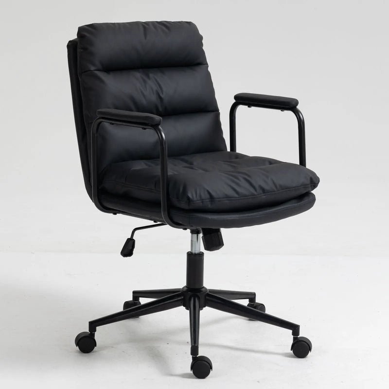 Office Chair, Mid Back Home Office Desk Task Chair With Wheels And Arms Ergonomic Computer Rolling Swivel Chair With Padded Armrest by Unique Piece Furniture