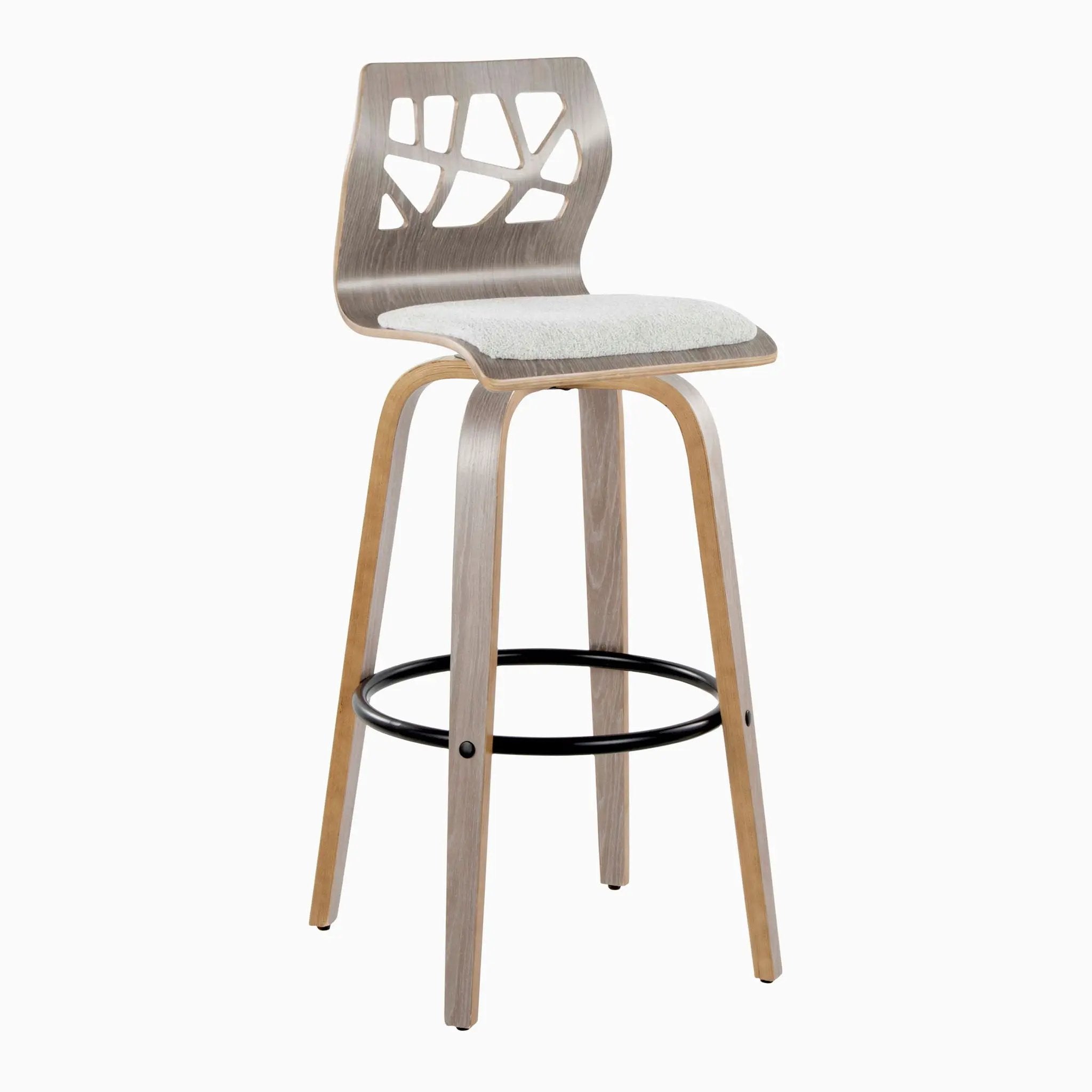 Folia - Contemporary Fixed Height Stool With Swivel With Round Footrest (Set of 2) by Unique Piece Furniture