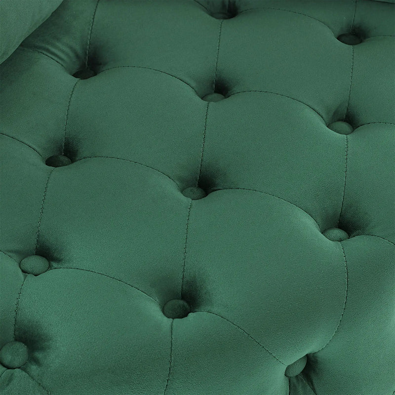 Modern Upholstered Swivel Chair With Button Tufted Design And Movable Wheels by HouseOfZazla