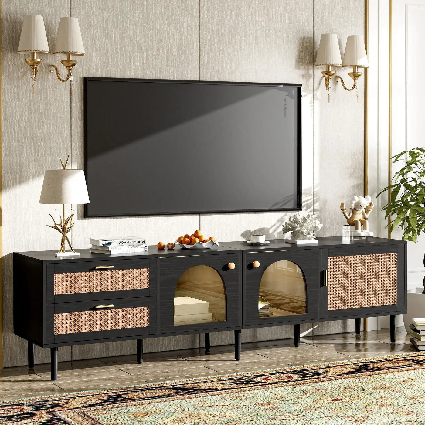 TV Stand With App-Controlled LED Lights, 2 Drawers & Door Storage by Unique Piece Furniture