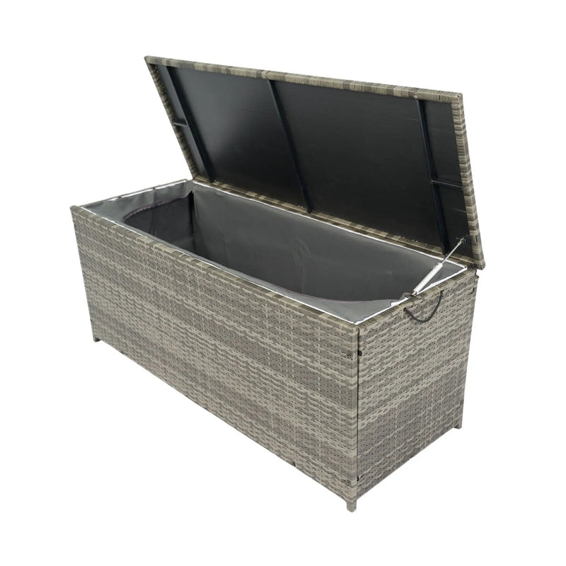 Outdoor Storage Box, Wicker Patio Deck Boxes With Lid, Outdoor Cushion Storage For Kids Toys, Pillows, Towel, Wicker by HouseOfZazla