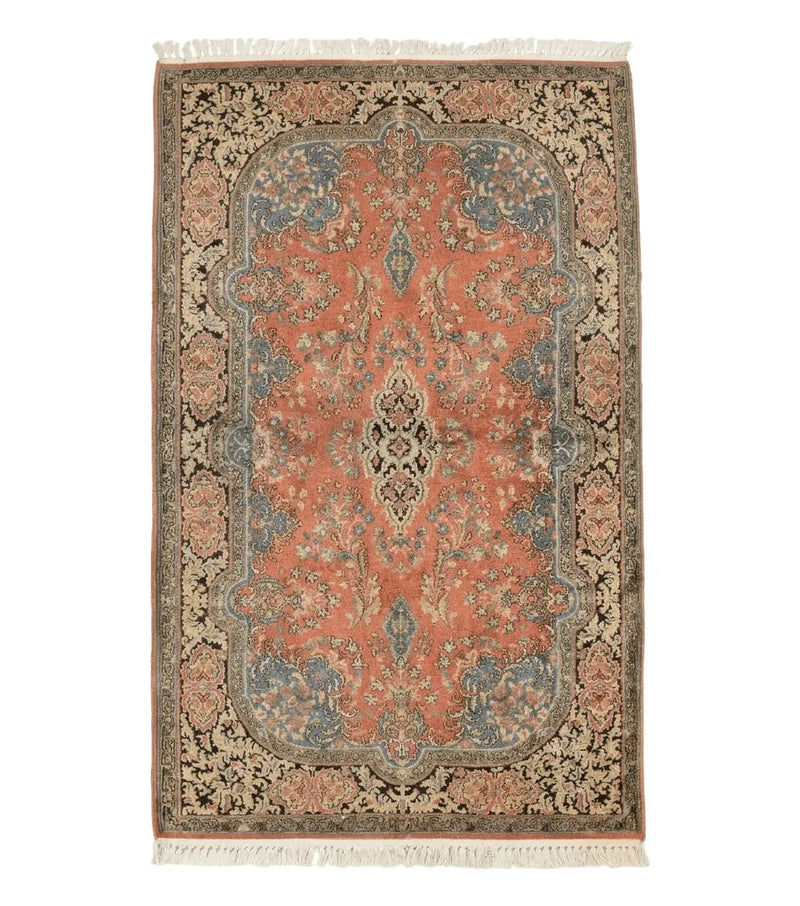 Indian Kashmiri Silk Rug 3x5, Fine 260 KPSI, Hand Knotted by Jewel Rugs