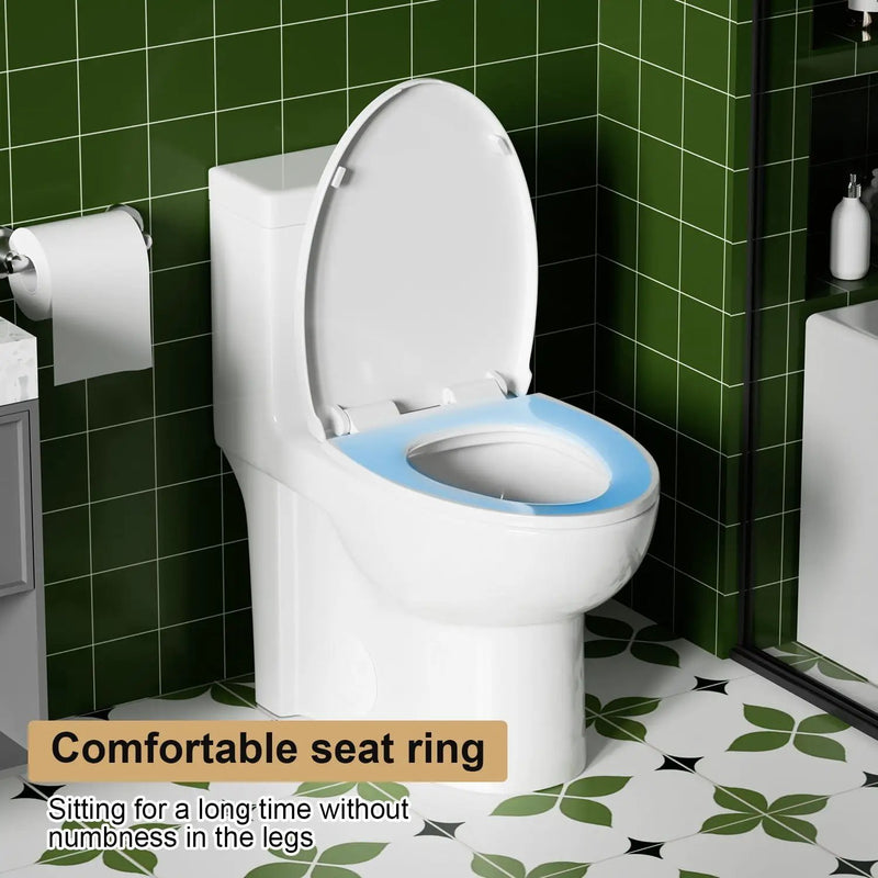 Gloss Tornado Flush 1 Piece Toilet With Soft Closing Seat, Water Saving Dual Flush - Gloss White by HouseOfZazla