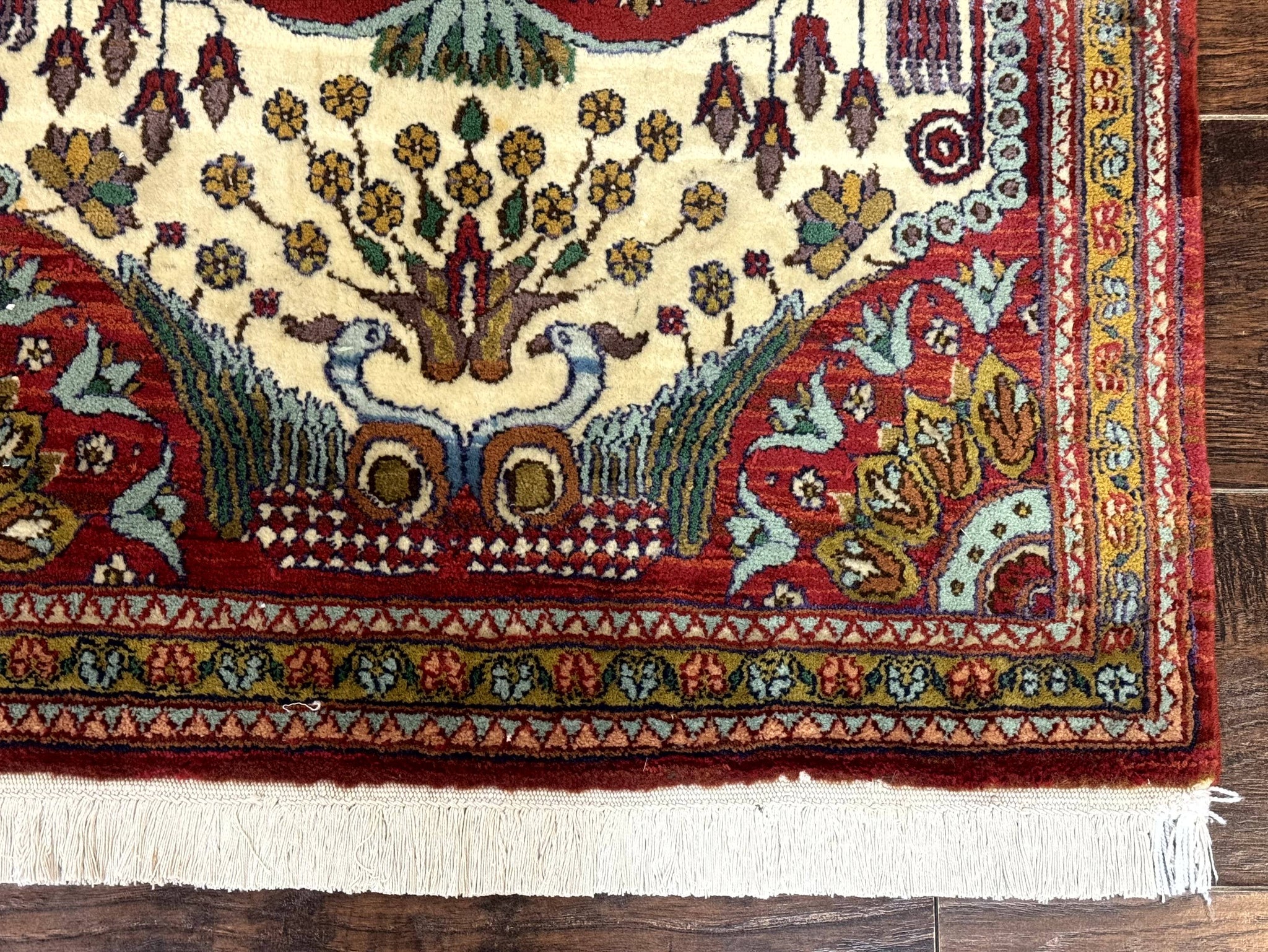 Persian Bijar Rug 2.6 x 4, Antique Carpet, Brick Red and Ivory by Jewel Rugs