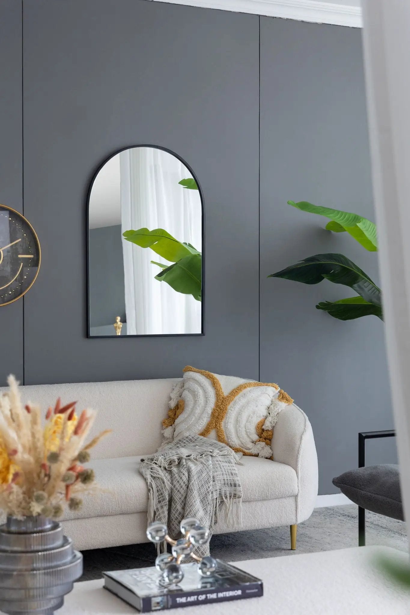 Arched Mirror With Metal Frame, Wall Mirror For Living Room Bedroom Entryway by Unique Piece Furniture