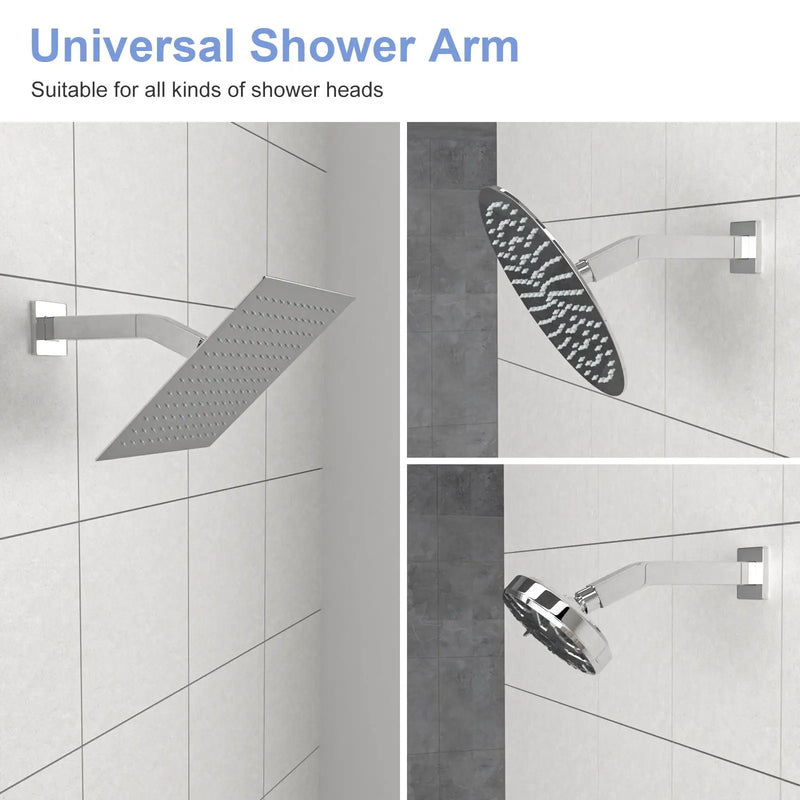 Elegant 6" Shower Arm With Flange, Stainless Steel Construction For Rain Shower Heads by HouseOfZazla