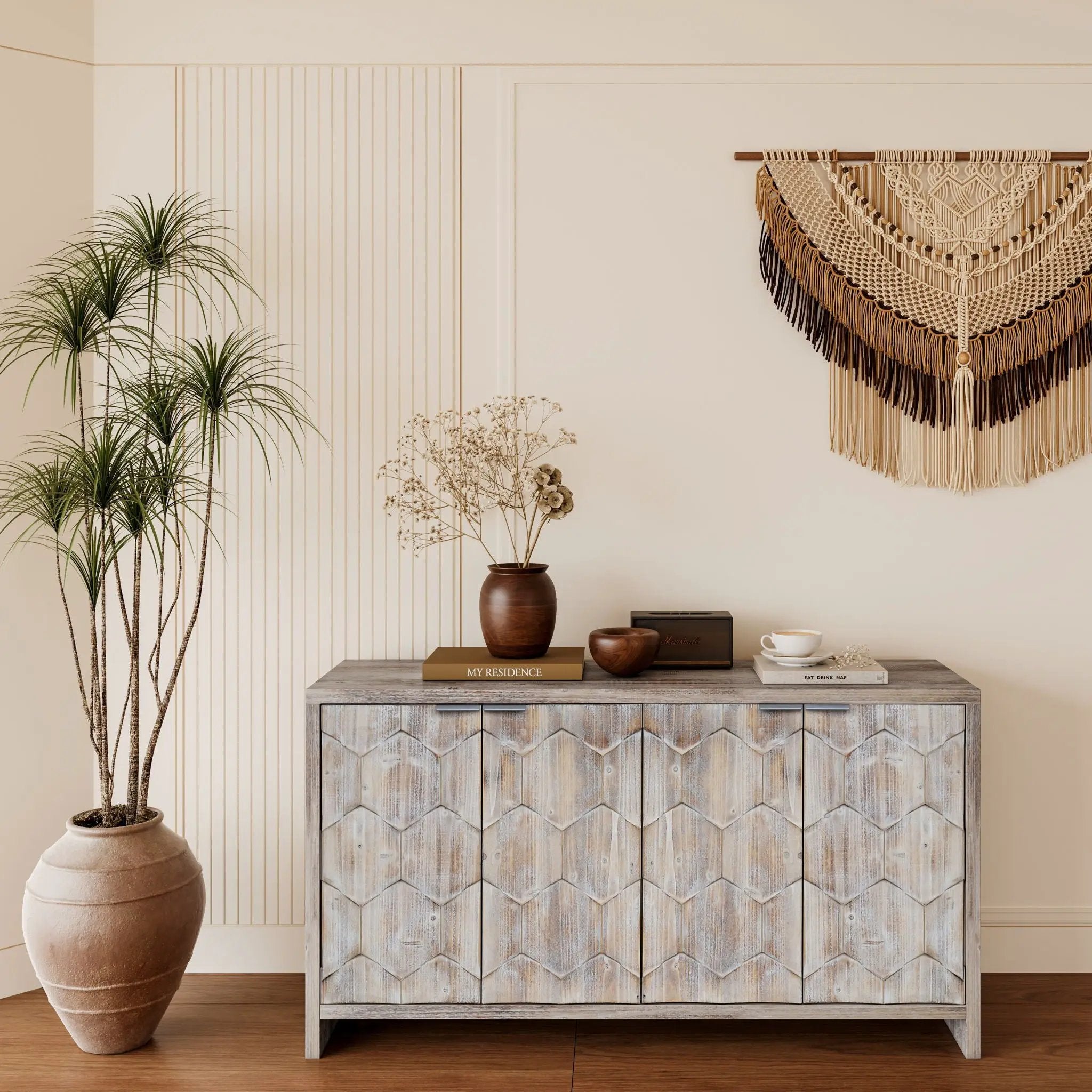 Accent Cabinet Farmhouse Style 4 Door Wooden Cabinet Sideboard Buffet Server Cabinet Storage Cabinet, For Living Room, Entryway, Hallway, Office, Kitchen And Dining Room by Unique Piece Furniture