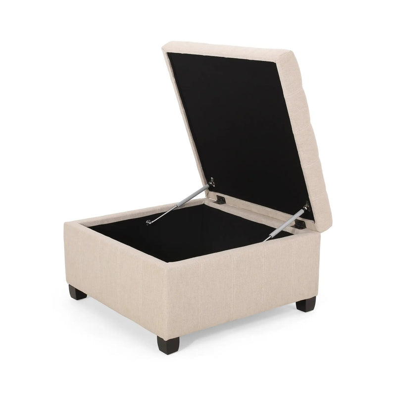 Upholstered Tufted Fabric Storage Ottoman, Wheat by HouseOfZazla