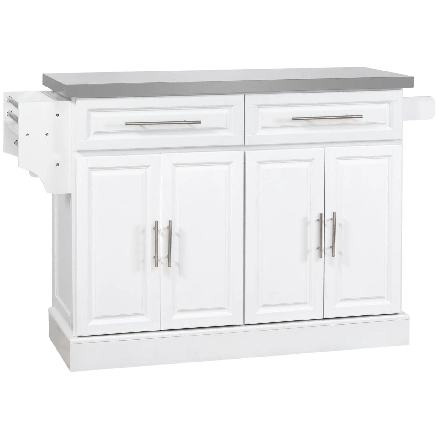 Homcom - Rolling Kitchen Island With Storage, Portable Kitchen Cart With Stainless Steel Top, 2 Drawers, Spice, Knife And Towel Rack And Cabinets by HouseOfZazla