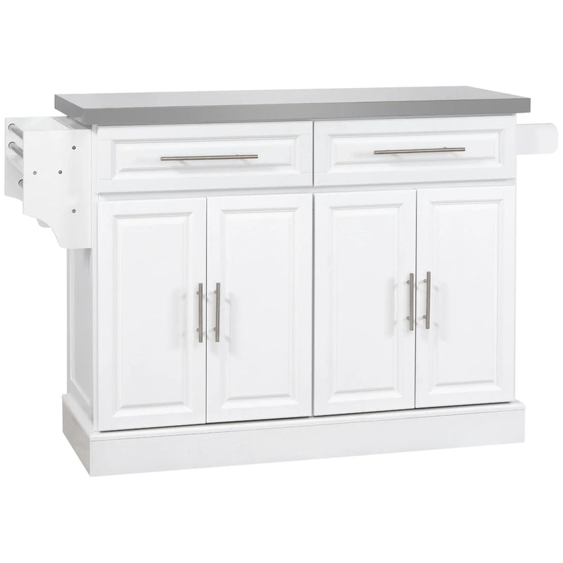 Homcom - Rolling Kitchen Island With Storage, Portable Kitchen Cart With Stainless Steel Top, 2 Drawers, Spice, Knife And Towel Rack And Cabinets by HouseOfZazla