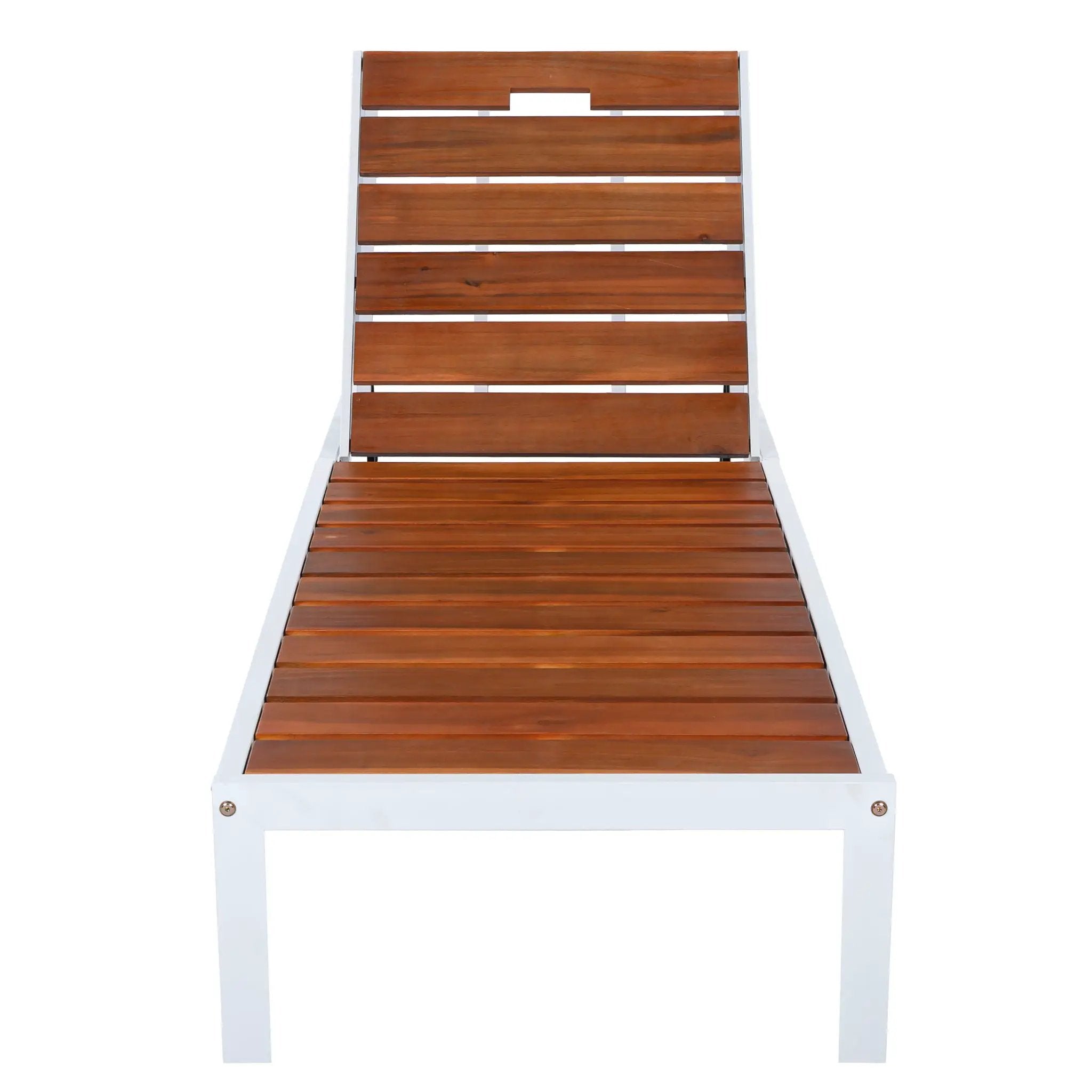Outdoor Chaise Pool Lounge Chairs With Adjustable Backrest - Brown / White by HouseOfZazla