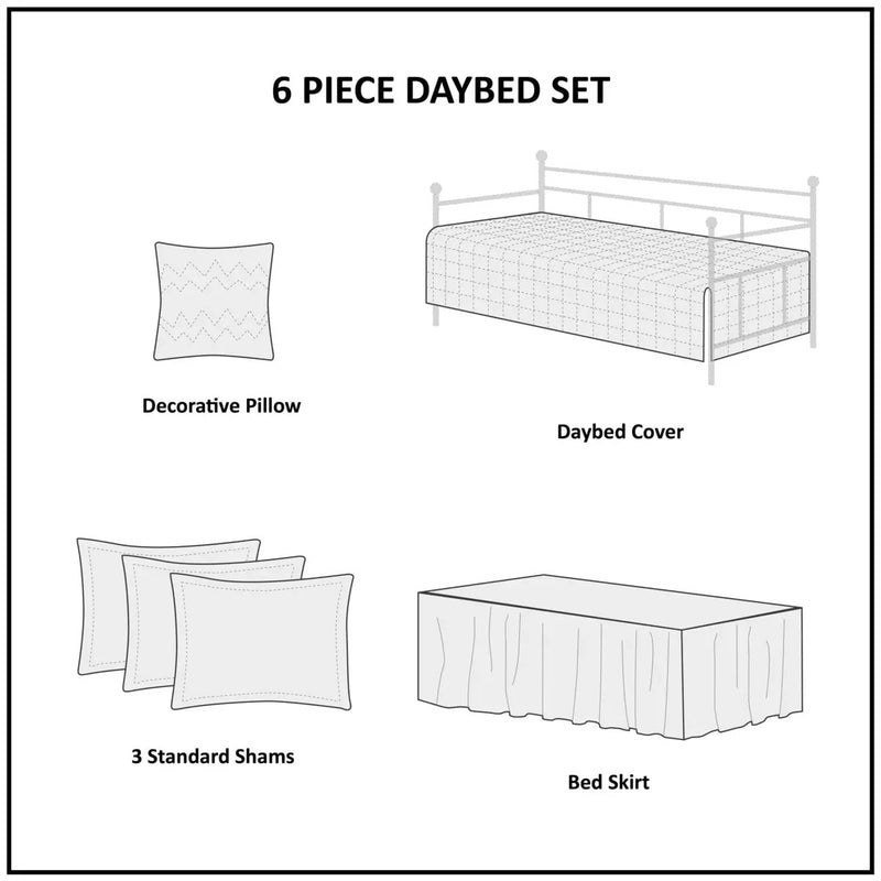 6 Piece Reversible Scalloped Edge Daybed Cover Set - Seafoam by HouseOfZazla