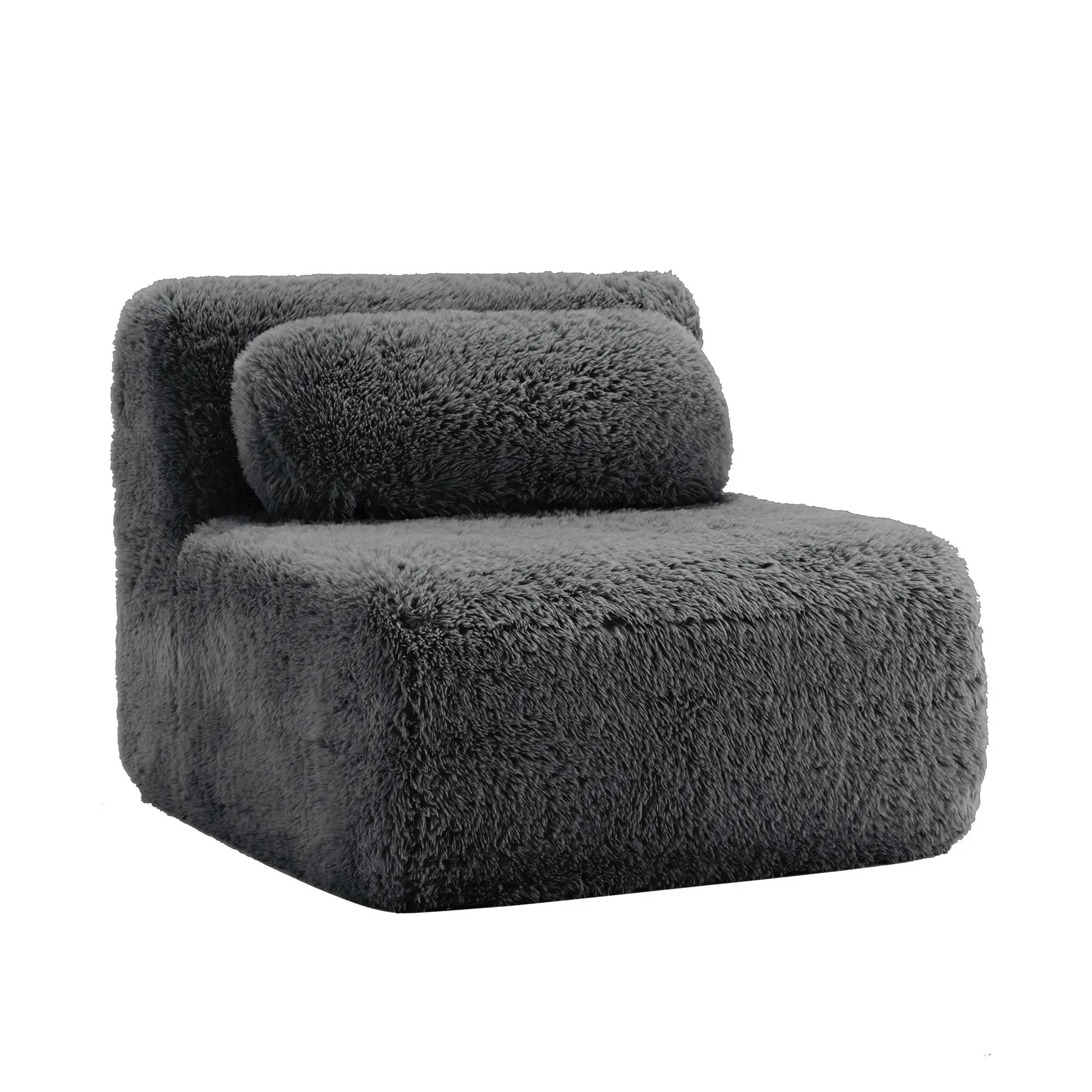 Aviana Armless Sofa With Pillow Plush Fabric - Dark by HouseOfZazla