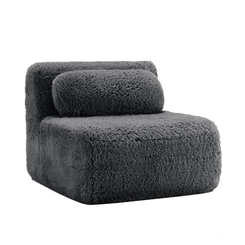 Aviana Armless Sofa With Pillow Plush Fabric - Dark by HouseOfZazla