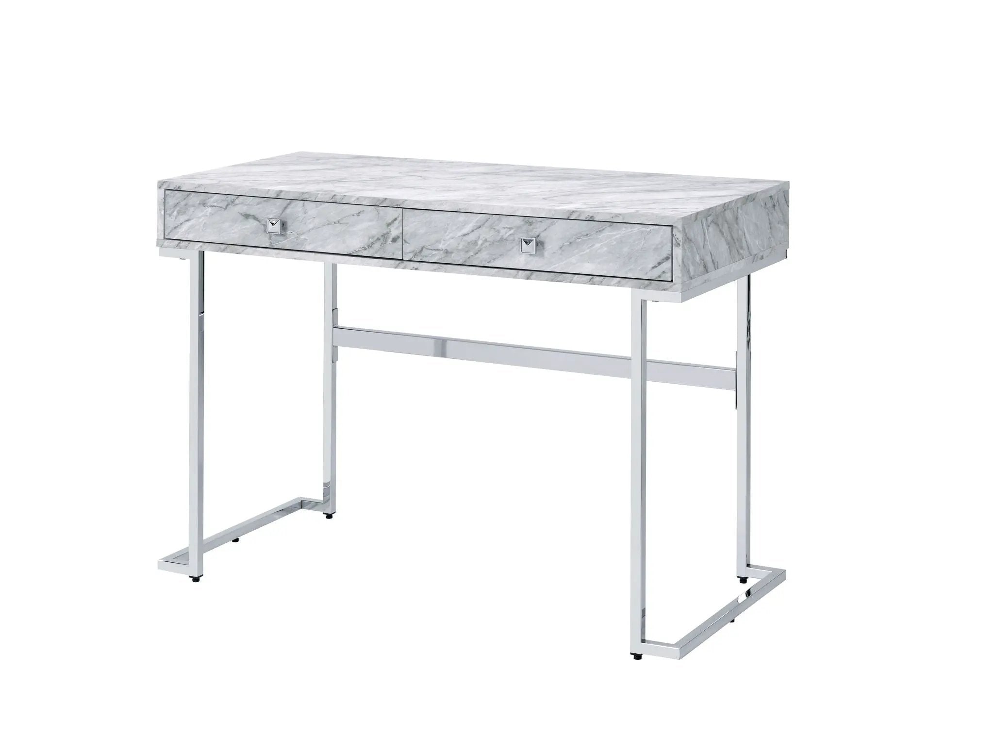 Tigress - Printed Faux Marble Top Writing Desk - White by Unique Piece Furniture