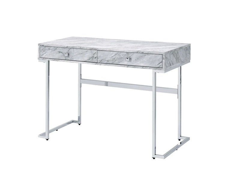 Tigress - Printed Faux Marble Top Writing Desk - White by Unique Piece Furniture