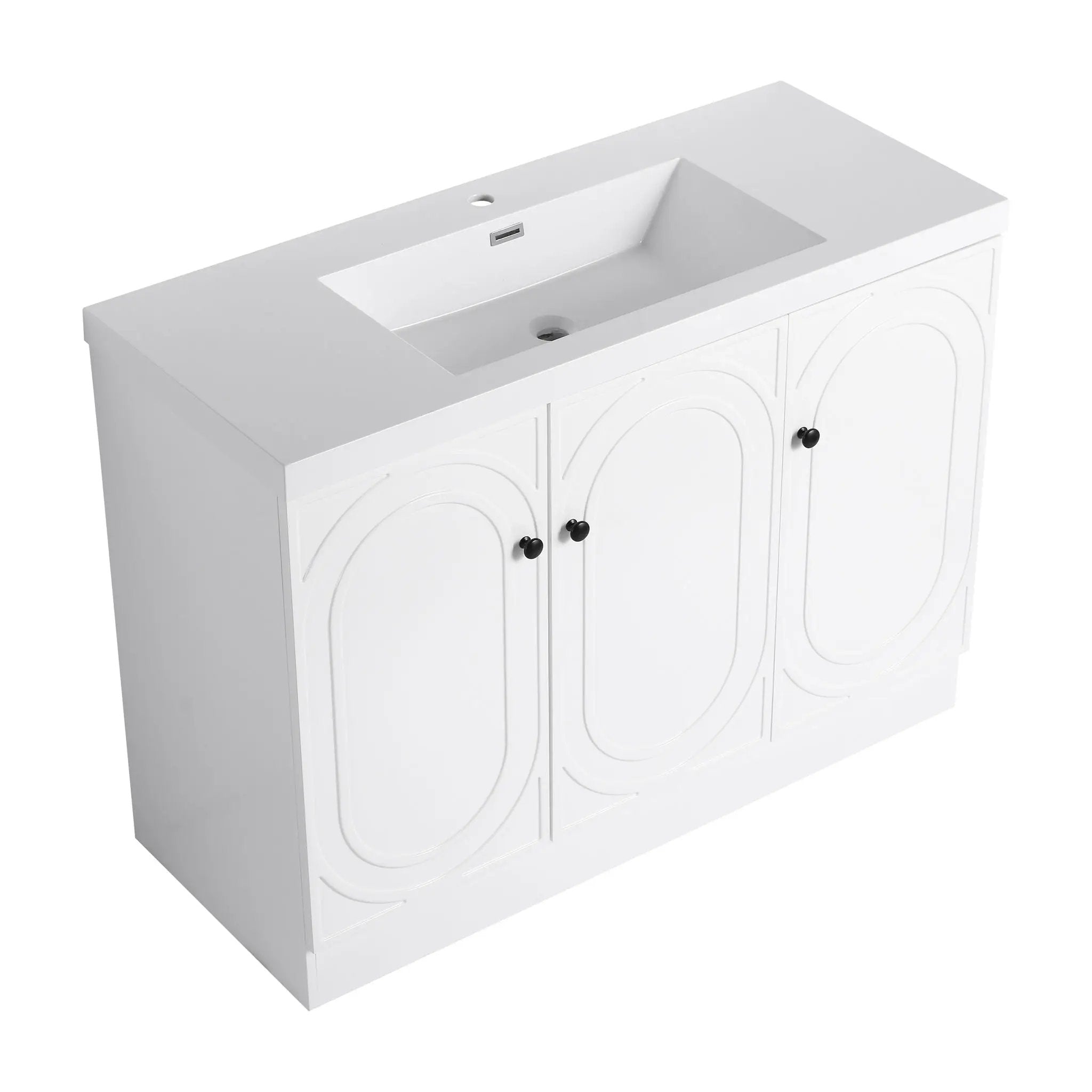 Contemporary Freestanding Bathroom Vanity With Resin Sink & Soft-Close Cabinet Doors by HouseOfZazla