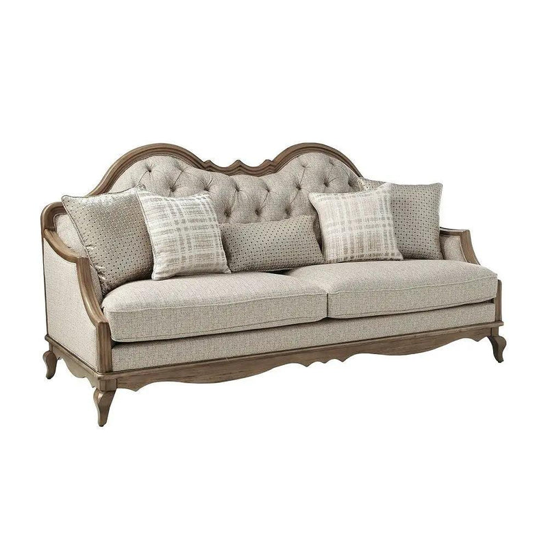 Chelmsford - Sofa With 5 Pillows - Beige Fabric & Antique Taupe by Unique Piece Furniture