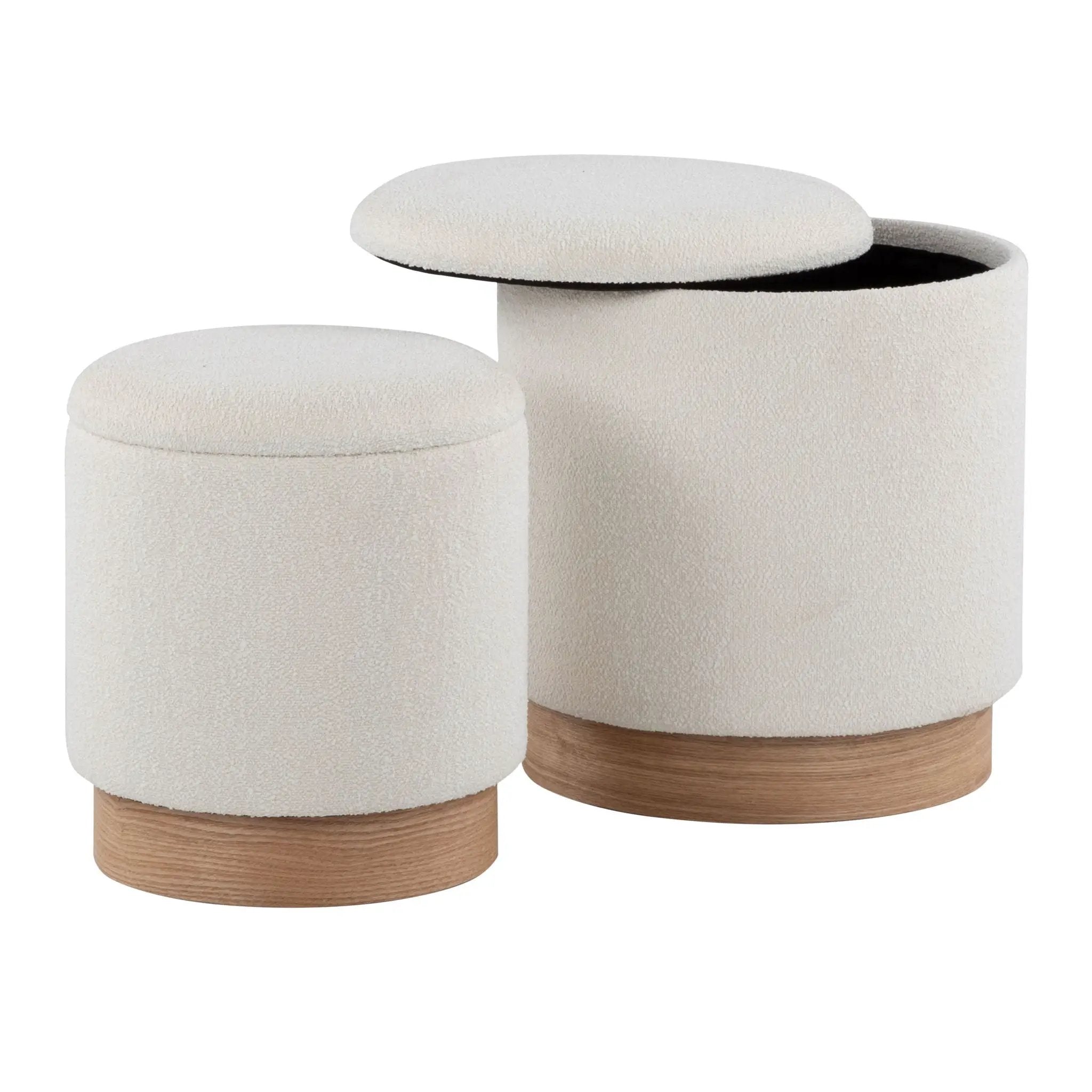 Marla - Contemporary, Nesting Ottoman Set - Natural / Cream by HouseOfZazla