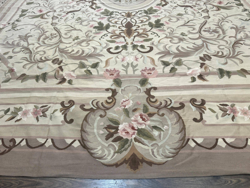 Palace Sized Aubusson Rug 13 x 20, Flatweave Aubusson Weave, Oversized Rug, European French Elegant Design by Jewel Rugs