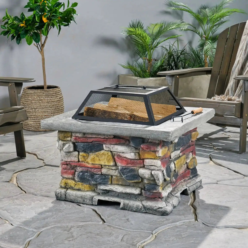 Outdoor Wood Burning Magnesium Oxide Fire Pit with Lid by HouseOfZazla