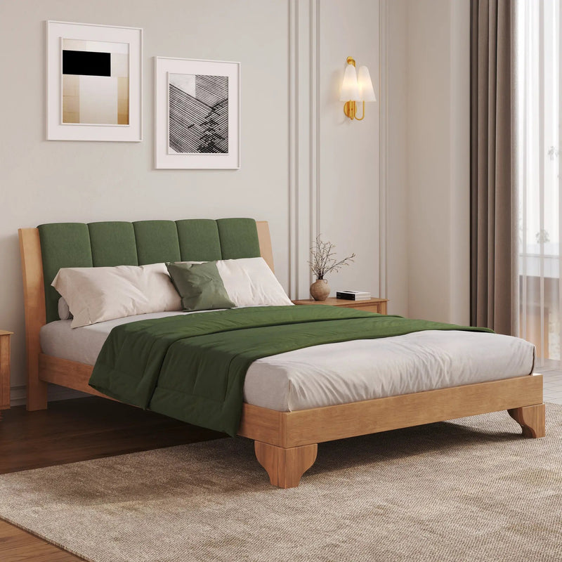 Premium Pine Wood Queen Bed Frame with Headboard by HouseOfZazla