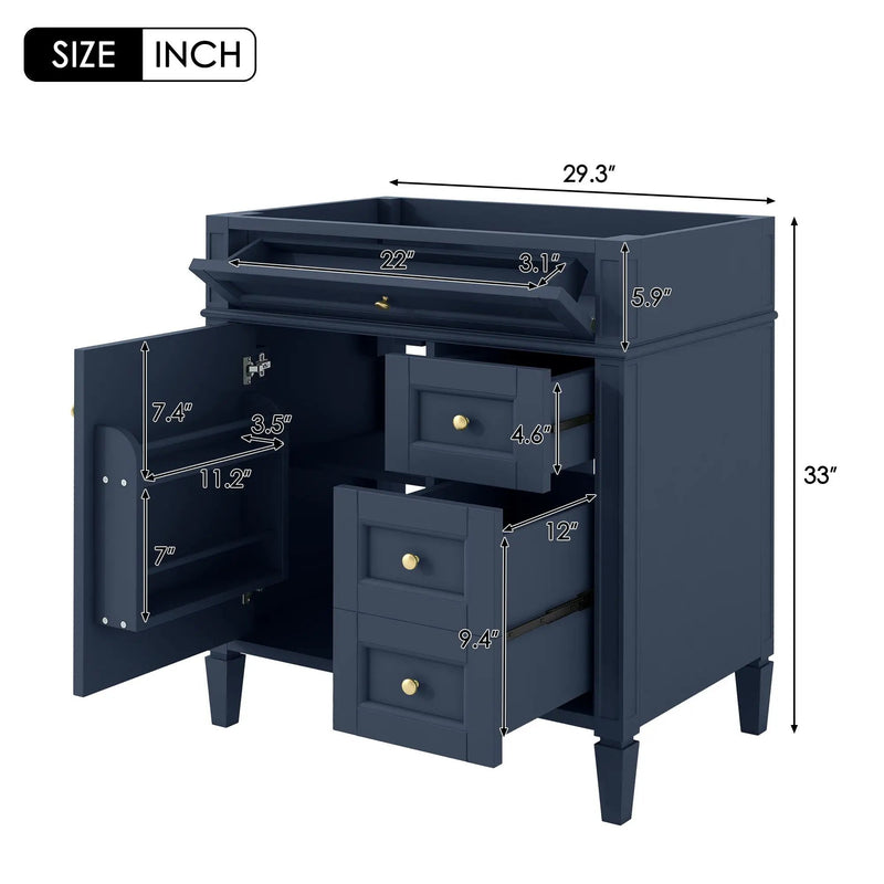 Bathroom Vanity With 2 Drawers And Tip-Out Drawer, Storage Cabinet by Unique Piece Furniture