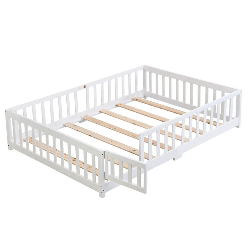 Solid Wood Floor Bed With Door And Fence For Children by Unique Piece Furniture