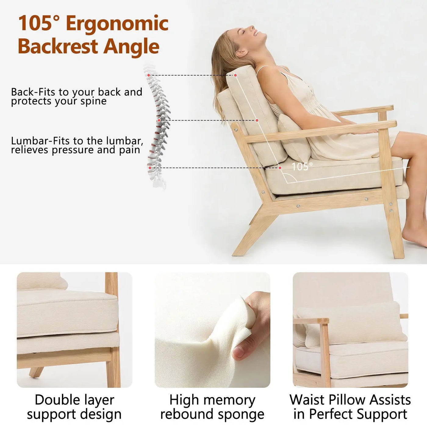 Living Room Chair With Lumbar Pillow by Unique Piece Furniture