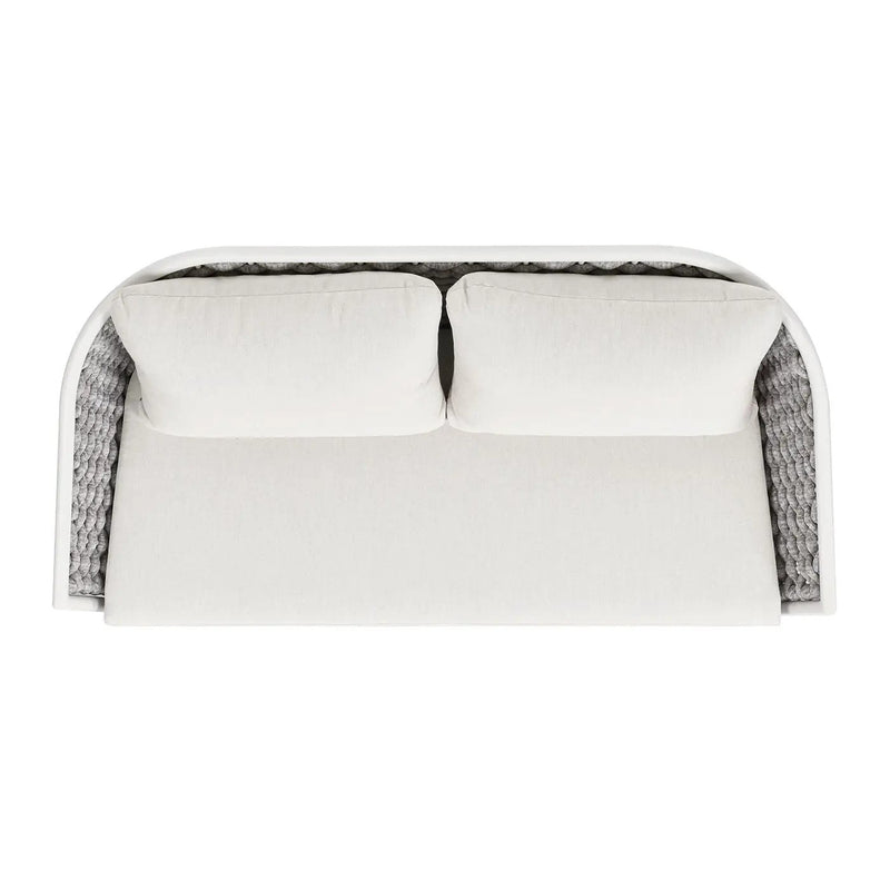 Rowan - Rope Barrel Back Patio Conversation Loveseat Sofa - Optic White by Unique Piece Furniture