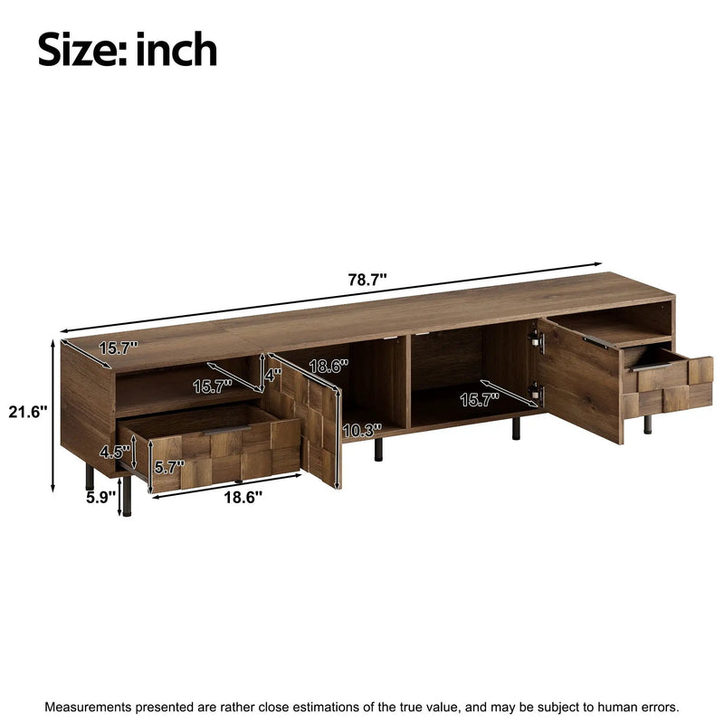 TV Stand With 2 Drawers, Media Console Table For TVs Up To 85'' - Natural by HouseOfZazla