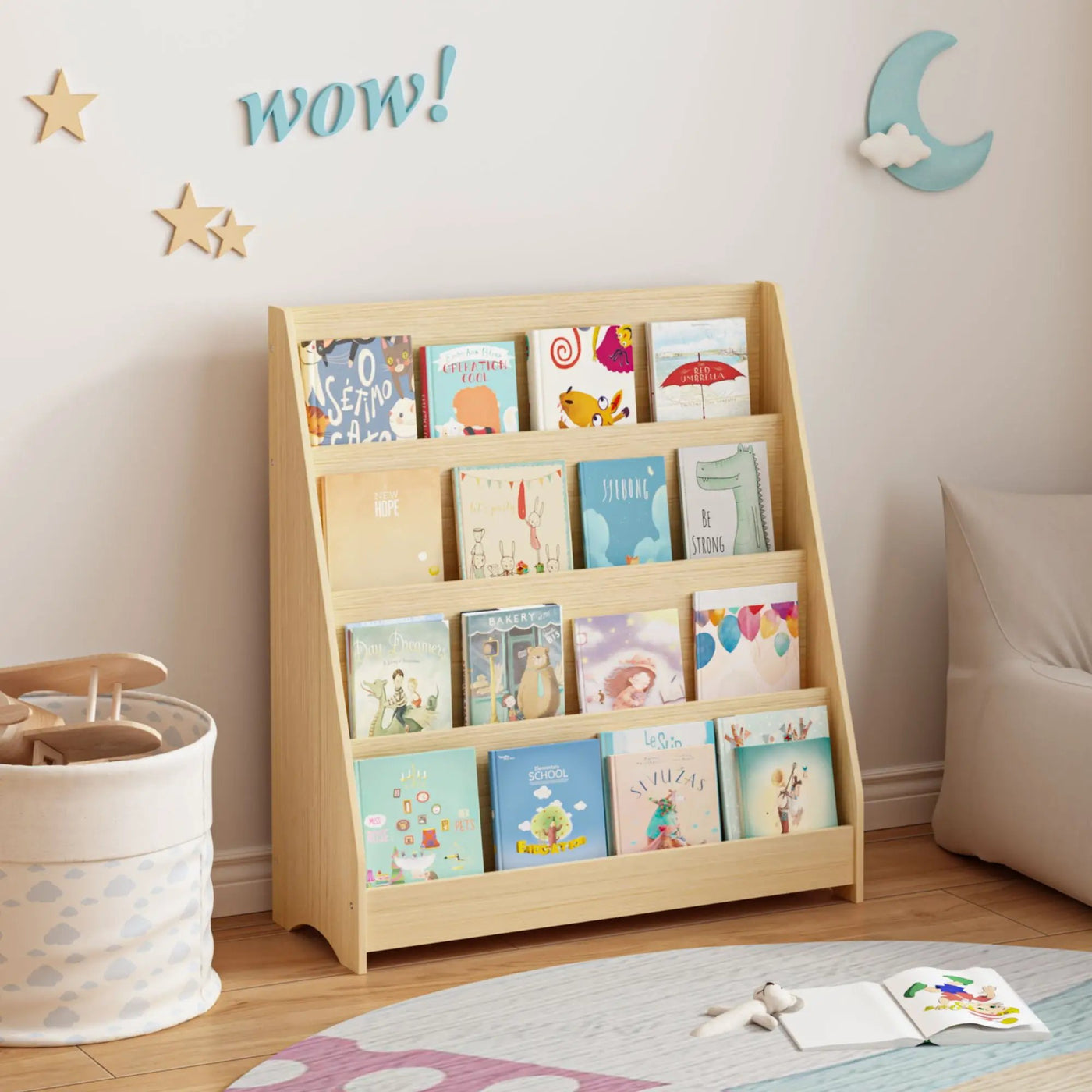 4 Tier Bookshelf, Toddler Book Display Shelves by Unique Piece Furniture
