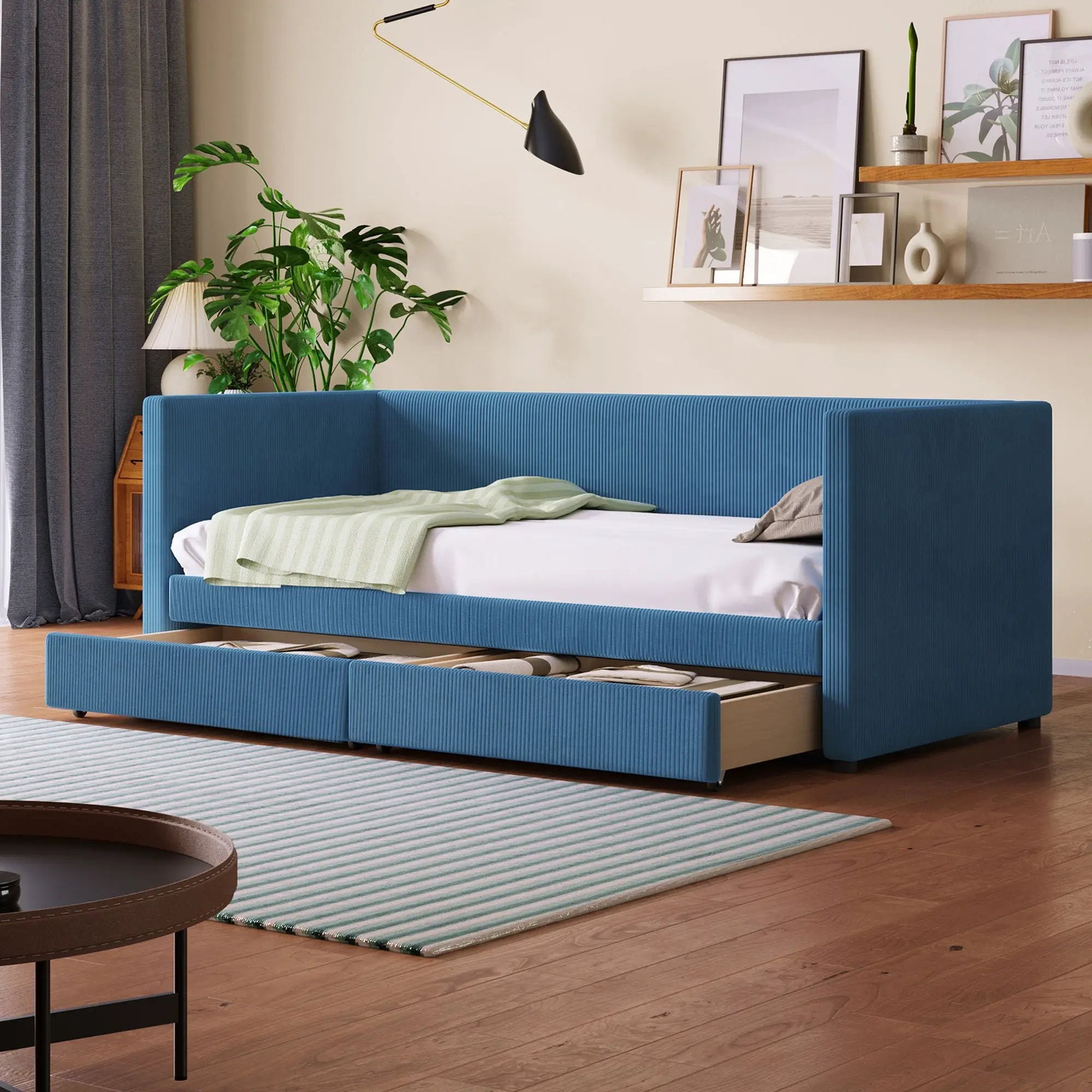 Daybed With Two Drawers And Wood Slat by Unique Piece Furniture