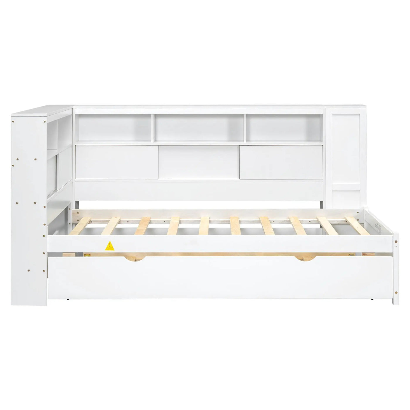 Daybed With Storage Shelves, USB Charging, And Trundle Bed by HouseOfZazla
