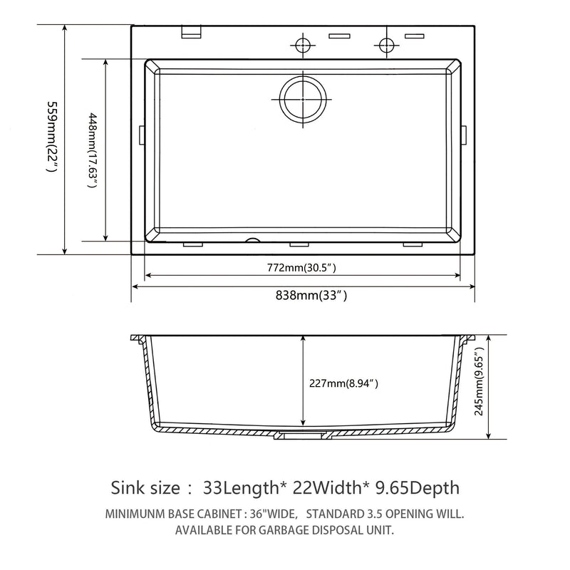 Quartz Kitchen Sink, Granite Composite, Drop In Sink With Durable Design by HouseOfZazla