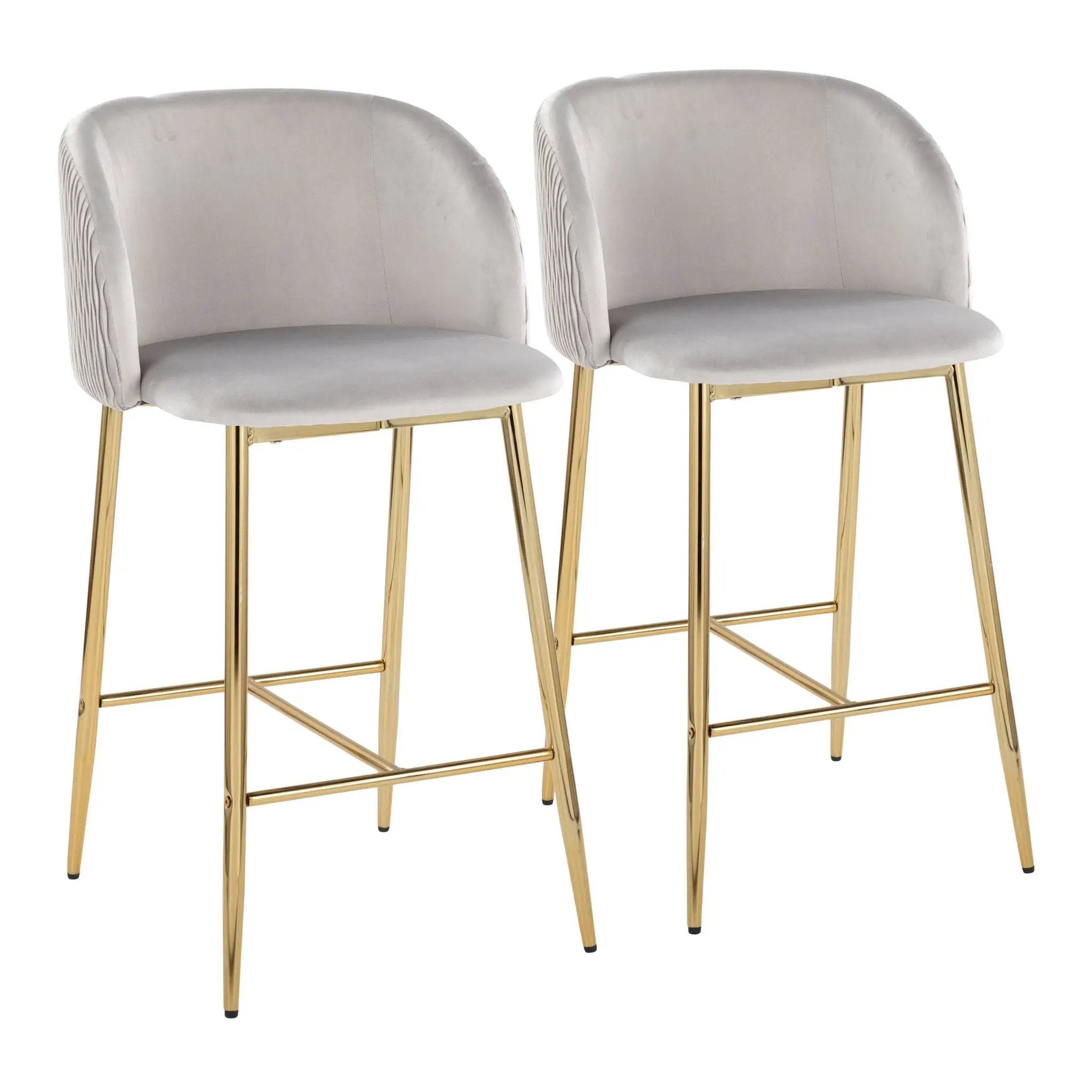 Fran - Pleated Waves Contemporary / Glam Fixed Height Counter Stool (Set of 2) by HouseOfZazla