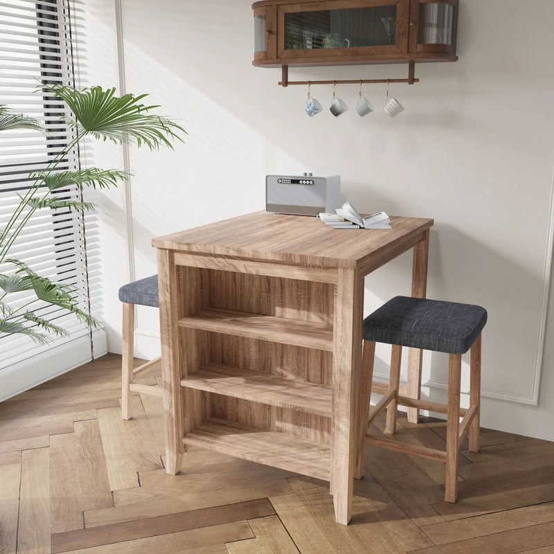 Dawson - 3 Piece Counter Height Table Set - Oak by Unique Piece Furniture